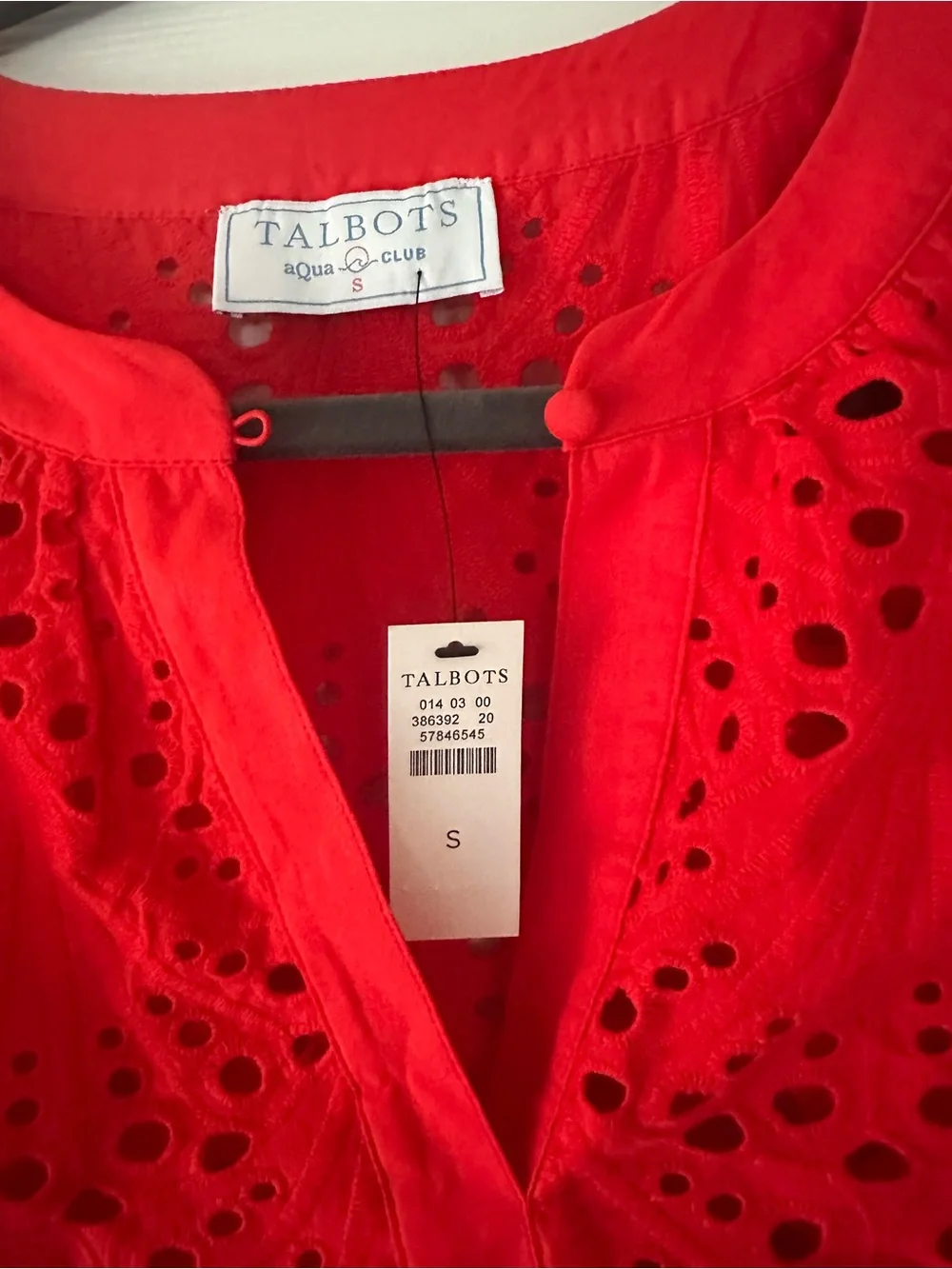 Talbots Bright Red Eyelet Cotton Tunic